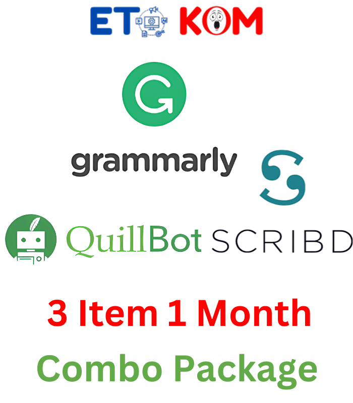 Grammarly+Quillbot+Scribd 3 Combo Items 1 Month